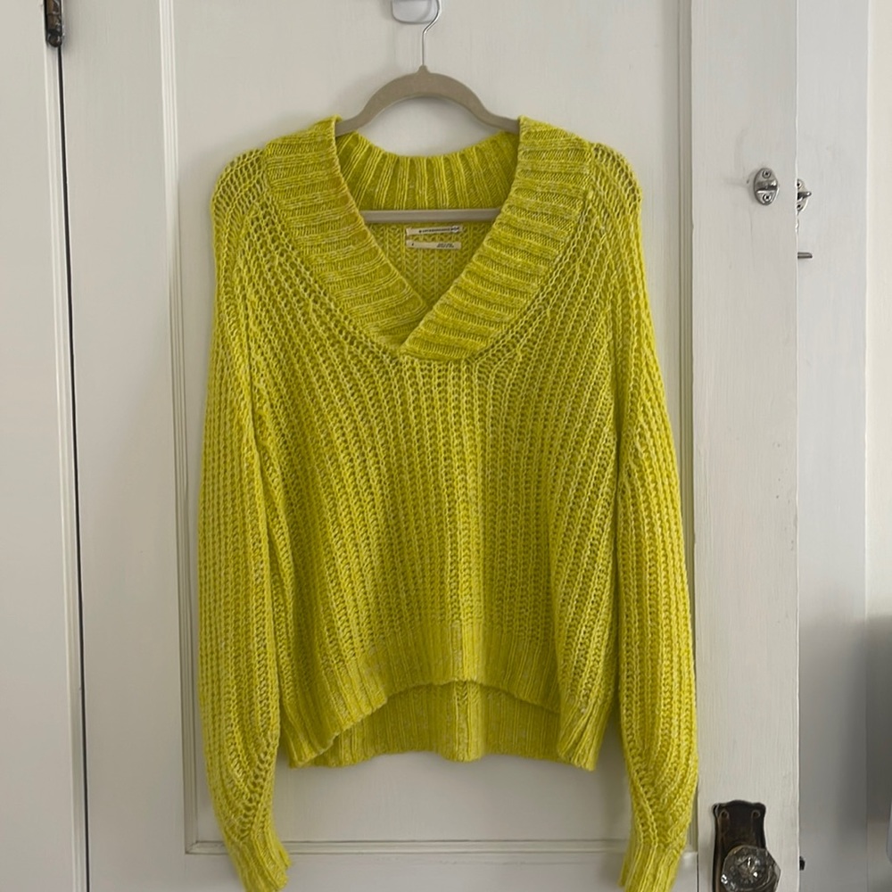 Anthropologie Wool Chartreuse Sweater